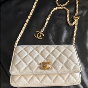 Chanel  Quilted Crossbody Bag with Gold Accents